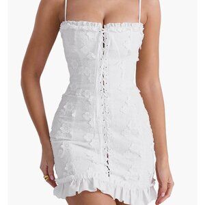 Marlene Floral Appliqué Cotton Blend Eyelet Minidress  HOUSE OF CB